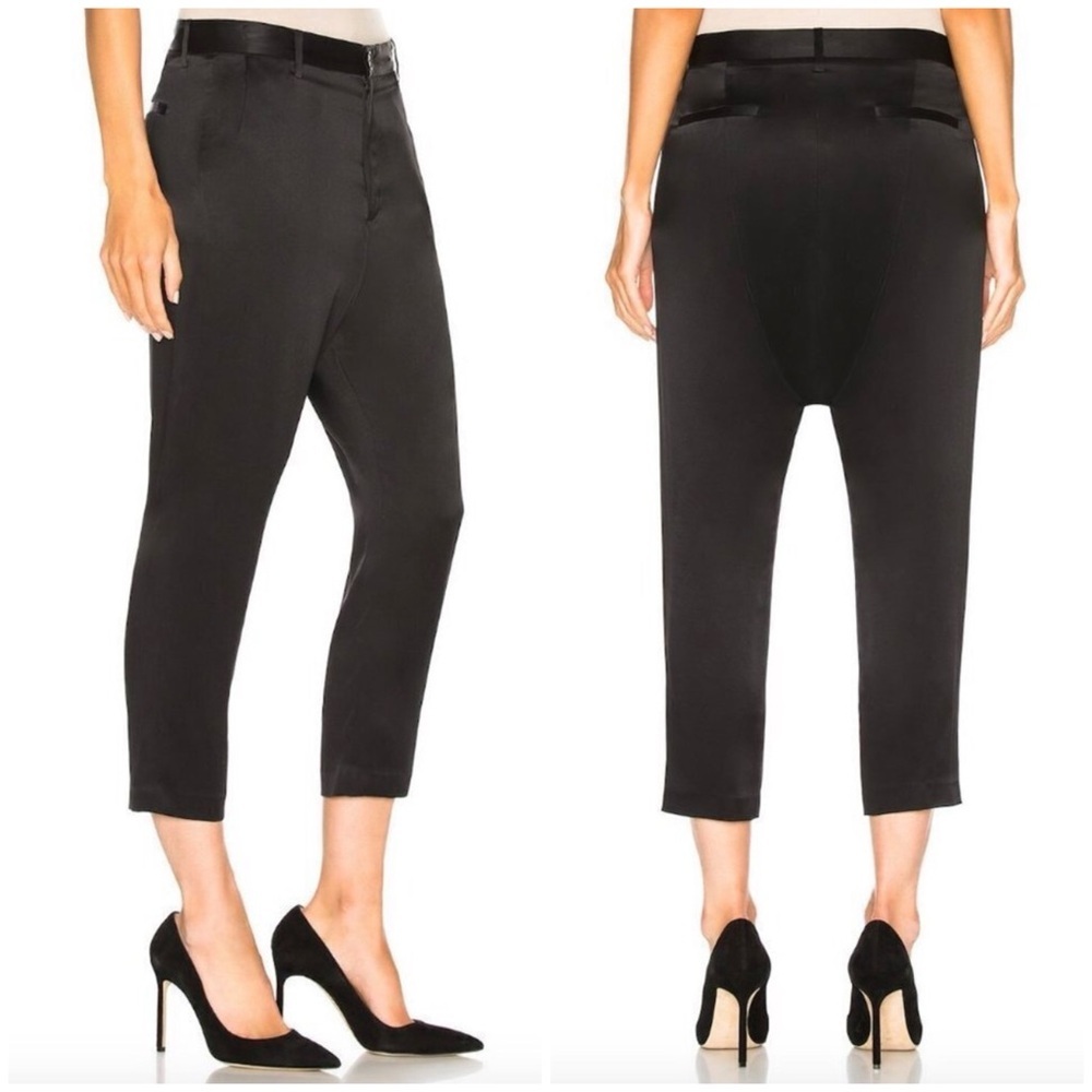 Nili Lotan Paris High-Rise Silk Cropped Trousers In Black Size 0